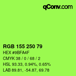 颜色代码: RGB 155 250 79 | qconv.com