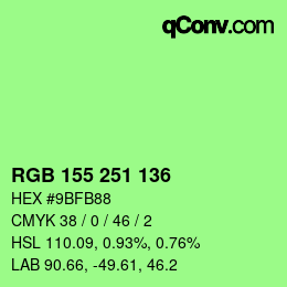 Color code: RGB 155 251 136 | qconv.com