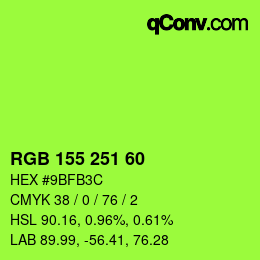カラーコード: RGB 155 251 60 | qconv.com