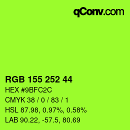 颜色代码: RGB 155 252 44 | qconv.com