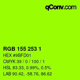 Farbcode: RGB 155 253 1 | qconv.com