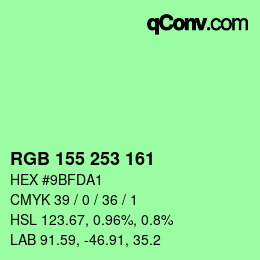 颜色代码: RGB 155 253 161 | qconv.com