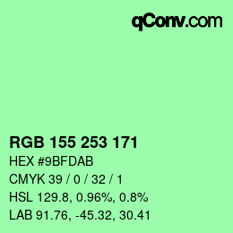 颜色代码: RGB 155 253 171 | qconv.com