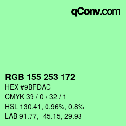 颜色代码: RGB 155 253 172 | qconv.com