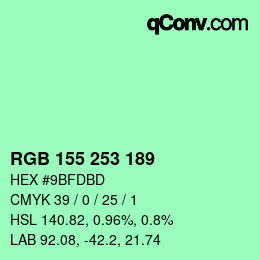 颜色代码: RGB 155 253 189 | qconv.com