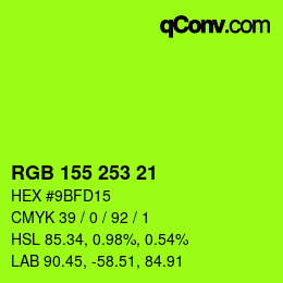 Color code: RGB 155 253 21 | qconv.com