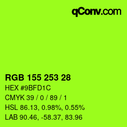 Color code: RGB 155 253 28 | qconv.com