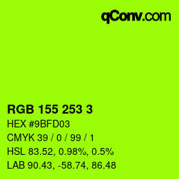 颜色代码: RGB 155 253 3 | qconv.com