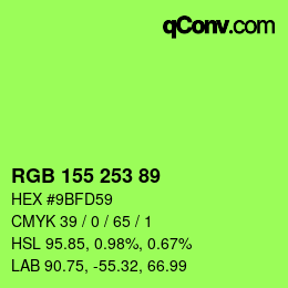 颜色代码: RGB 155 253 89 | qconv.com