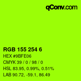 颜色代码: RGB 155 254 6 | qconv.com