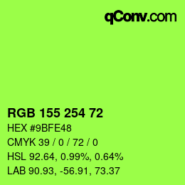 Color code: RGB 155 254 72 | qconv.com