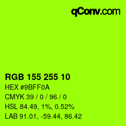 Color code: RGB 155 255 10 | qconv.com