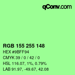 颜色代码: RGB 155 255 148 | qconv.com