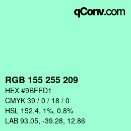 Color code: RGB 155 255 209 | qconv.com