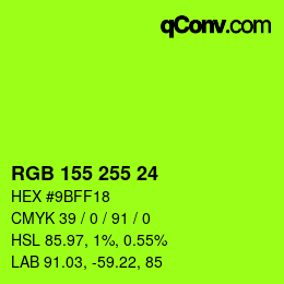 颜色代码: RGB 155 255 24 | qconv.com