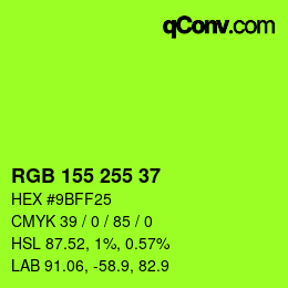 颜色代码: RGB 155 255 37 | qconv.com