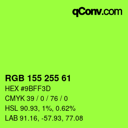Color code: RGB 155 255 61 | qconv.com