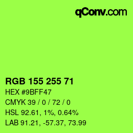 Color code: RGB 155 255 71 | qconv.com