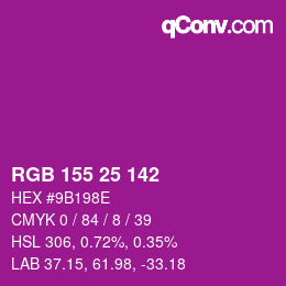 Color code: RGB 155 25 142 | qconv.com