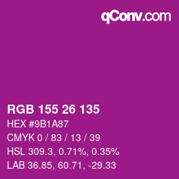 Color code: RGB 155 26 135 | qconv.com
