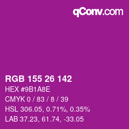 Color code: RGB 155 26 142 | qconv.com