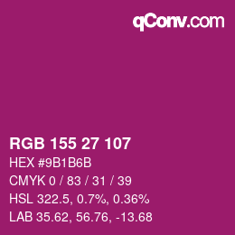 カラーコード: RGB 155 27 107 | qconv.com