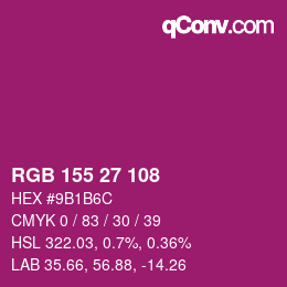 Color code: RGB 155 27 108 | qconv.com