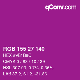 カラーコード: RGB 155 27 140 | qconv.com