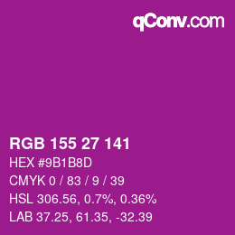 カラーコード: RGB 155 27 141 | qconv.com