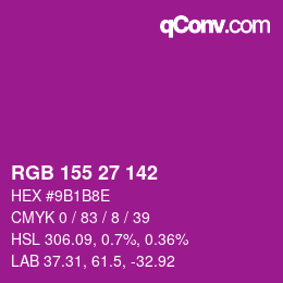 Color code: RGB 155 27 142 | qconv.com