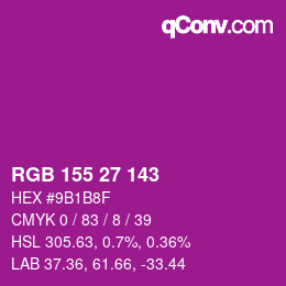 カラーコード: RGB 155 27 143 | qconv.com