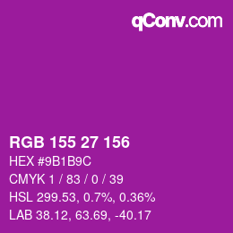 カラーコード: RGB 155 27 156 | qconv.com