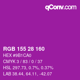 Color code: RGB 155 28 160 | qconv.com