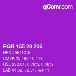 カラーコード: RGB 155 28 206 | qconv.com