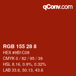 Color code: RGB 155 28 8 | qconv.com