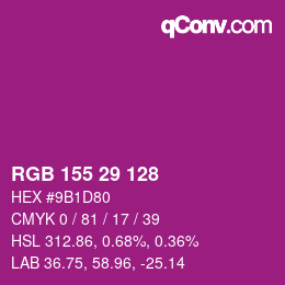カラーコード: RGB 155 29 128 | qconv.com