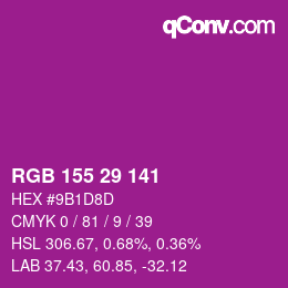 颜色代码: RGB 155 29 141 | qconv.com