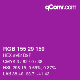 Color code: RGB 155 29 159 | qconv.com