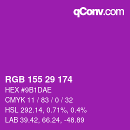 Color code: RGB 155 29 174 | qconv.com