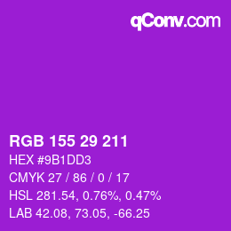 颜色代码: RGB 155 29 211 | qconv.com