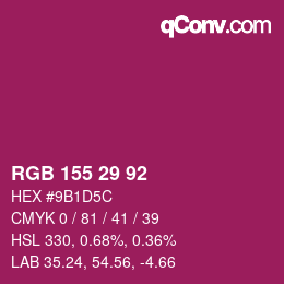 颜色代码: RGB 155 29 92 | qconv.com