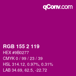 カラーコード: RGB 155 2 119 | qconv.com
