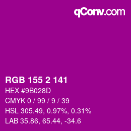 カラーコード: RGB 155 2 141 | qconv.com