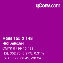 カラーコード: RGB 155 2 148 | qconv.com