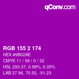 Color code: RGB 155 2 174 | qconv.com