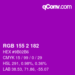 颜色代码: RGB 155 2 182 | qconv.com