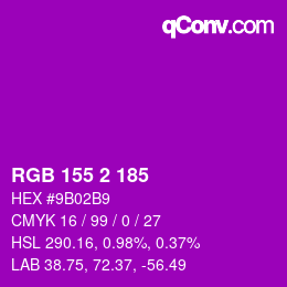 カラーコード: RGB 155 2 185 | qconv.com