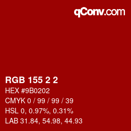 カラーコード: RGB 155 2 2 | qconv.com