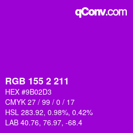 カラーコード: RGB 155 2 211 | qconv.com