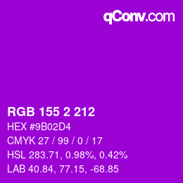 カラーコード: RGB 155 2 212 | qconv.com